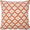 20" X 20" Orange And White 100% Cotton Geometric Zippered Pillow