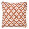20" X 20" Orange And White 100% Cotton Geometric Zippered Pillow
