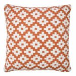 20" X 20" Orange And White 100% Cotton Geometric Zippered Pillow
