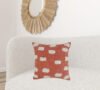 20" X 20" Orange And White 100% Cotton Zippered Pillow