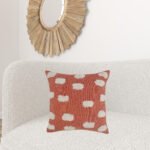 20" X 20" Orange And White 100% Cotton Zippered Pillow