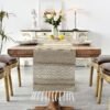 Boho Chevron Table Runner | Cream & Brown Cotton Woven Runner | 13x74" (33x188cm)