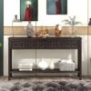 Rustic Console Table with Drawers and Shelf